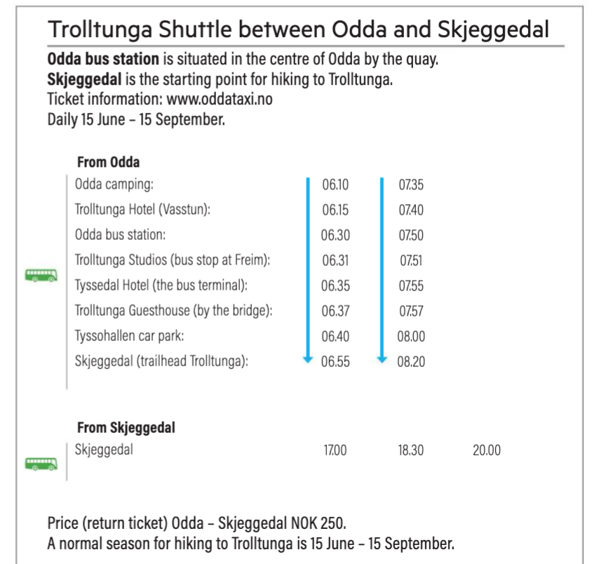 Hiking Trolltunga? Get the low down on where stay near Trolltunga. Best cabins, campsites and hotels near Trolltunga when hiking the trail. Including bus timetable for pick up from each hotel heading to Trolltunga in Odda, Norway. #camping #hotels #trekking #norway #traveltips #europe #trollstongue #odda #hordaland #skjeggedal Pick Up Times For The Trolltunga Shuttle From Hotels